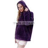 Latest Design 100 Polyester Snuggle Fleece Ladies No Zipper Pullover Hooded Hoodie Jackets Sweatshirt With Kangaroo Pockets thumbnail-4