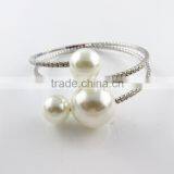 Fashion Two Rows Pearl Diamond Bracelet, Rhinestone Pearl Jewelry thumbnail-1