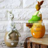 Resin Bunny Sitting on Egg Figurine Easter Decoration thumbnail-2