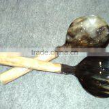 Kitchen Utensils,Large Spoons,Buffalo Horn Serving Spoon and Fork,Hand Crafted Buffalo Horn Spoons,Salad Serving Spoon thumbnail-1