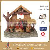 Resin LED House Statue Christmas Nativity Scene