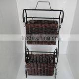 NEW WROUGHT IRON 2-TIER WICKER STORAGE RACK thumbnail-2