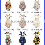 Infant Baby Girls Smock Design Tassel Romper Sunsuit Plain Cotton Floral Kids Jumpsuit thumbnail-6