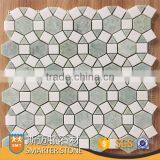 Ming Green Marble Tile Mosaic Tiles Flowers on Mesh thumbnail-1