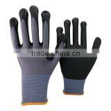 NMSAFETY EN388 13g Knitted Grey Nylon and Spandex Liner Coated Black Nitrile Gloves Good Quality thumbnail-1