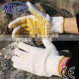 NMSAFETY 10g Yellow Pvc Net Dots Coated Cheap White Cotton Gloves