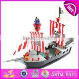 2017 Most Popular Boys Diy Wooden Toy Pirate Ships for Sale Top Sale Kids Wooden Toy Pirate Ships for Sale W03B062 thumbnail-3