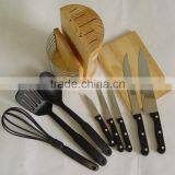 13pcs Wooden Knife Block With 5knives ,6pcs Nylon Utensils and One Chopping Board thumbnail-3