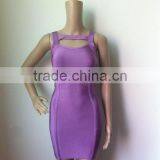 2015 New Lilac Lavender Open Sexy Front Hole Chest Women Bodycon HL Bandage Dress Evening Party Pencil Dress thumbnail-2