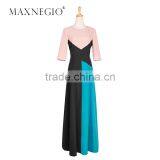 Retail Online Shopping Latest Dress Designs Photos Women Contrast Maxi Evening Dress Long Sleeve thumbnail-6