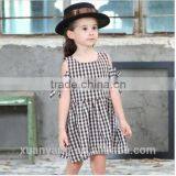 2017 Kids Summer Clothes off Shoulder Plaid Baby Dress Wholesale Western Style Girl Child Dress thumbnail-3