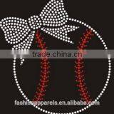 Custom Rhinestone Logo Bling Softball With Cute Bowknot Iron on Rhinestone Transfer Motif Design for T-shirt thumbnail-2