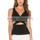 Special Design Black Hollow Out Singlet Cotton Plain White Singlet thumbnail-1