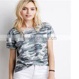 2015 hot sale ladies wear short sleeves camo T-Shirt round neck tee