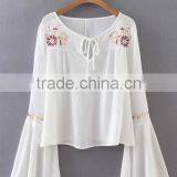 Runwaylover EY2366B Ladies Fashion Flare Sleeve Embroidery Blouse thumbnail-2