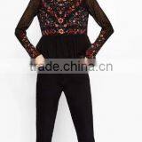 Runwaylover EY2364B Ladies Fashion 2017 Full Embroidery Chiffon Transparent Blouse thumbnail-1