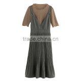 Dresses In Casual Dresses Deep V-Neck Strapless High-waisted Accordion Pleated Skit Two Pieces Dresses thumbnail-5