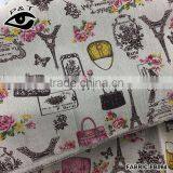 Colorful Bags Floral Eiffel Tower Pattern Printed Fabric Linen Cotton Fabrics For Sofa thumbnail-2