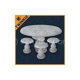 Elegant White Marble Garden Ornaments With Round Marble Table For Home thumbnail-1