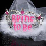 HEN-0042 Wholesale Bride To Be Badge Hen Night Party Plastic Tiara Crown thumbnail-1