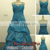 EB8506 Royal blue princess style organza lace open back wedding gown