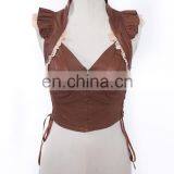 Steampunk Sleeveless Crop-top With Synthetic Leather thumbnail-1