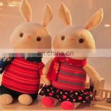 Funny rabbit plush toy with Scarves and clothes stuffed