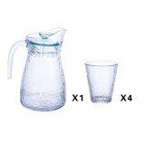 Hammer Pattern Design Glass Water Jug Set 1 Glass Water Pitcher and 4 Water Cups thumbnail-5