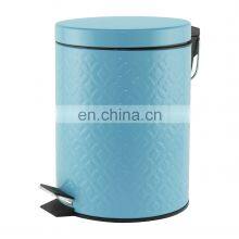 Latest Embossed Body Design Trash Bin Different Colors Capacities Garbage Bin Household Bathroom Steel Powder Coating 	Dustbin thumbnail-1