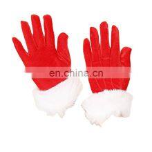 Fashion Style Party Decoration Women Ladies Teen Short Gold Velvet Santa White Fur Mouth Red Christmas Gloves thumbnail-4