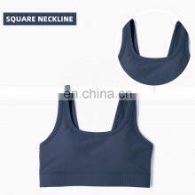 Wholesale Ribbed Yoga Bra Pocket Leggings Set High Waist Gym Fitness Sets thumbnail-4