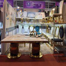 Home Furniture Dining Room Table Dining Family Banquet Table Stainless Steel Dining Table thumbnail-1