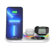Foldable 4 in 1 Fast Wireless Charger 20W LED Digital Clock Atmosphere Light Multifunction Integrated With Lamp Trending Product thumbnail-1