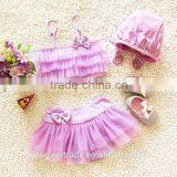 Korean Style Kids Swimwear Cute Flower Bikini Chiffon Lace Strap Baby Girls Swimwear for 2-8 Years thumbnail-2