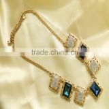 2016 New arrival gold necklace jewelry Crystal squarel pendant necklace