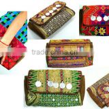 designer leather clutch bags ethnic vintage fabric purse