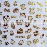 12Designs Golden Nail Art Water Decal Sticker Transfer Stickers (XF6061-6072)HN1810 thumbnail-3