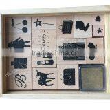 Custom Wood + Rubber Stamp Set