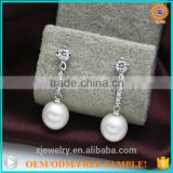 Fashion S925 silver shell pearl long hanging earrings