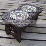Ritzy Double Pet Food Bowl With Rattan Frame thumbnail-4