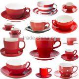Color Glazed Coffee Tea Cups and Saucers Sets Stoneware Ceramic Porcelain Material thumbnail-3