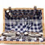 WILLOW PICNIC BASKET 4 PERSON OUTDOOR WICKER HAMPER SET PLATES CUTLERY thumbnail-2