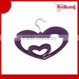 Heart shaped plastic velvet tie hanger