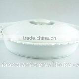 Ceramic Casserole Dish/ Large Casserole Dish Oval With Lid Lace Edged Design thumbnail-1