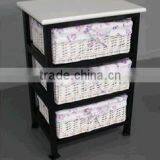 Wooden Cabinet With Wicker Baskets thumbnail-3