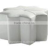JR-02 Modern Contemporary White Color Genuine Leather Crystal Tufted Leisure Neoclassic Stools Ottoman Chair thumbnail-1