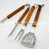 Out Door Cooking Ware Grilling Accessories 13inch Long Wood Handle BBQ Tool Set