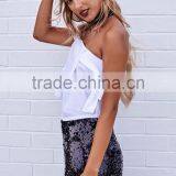 Women White Cropped Tops Fashion Design off Shoulder Fancy Tops thumbnail-2