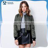 Wholesale Fahion Women Solid Color Bomber Cropped 100% Nylon Jacket thumbnail-1