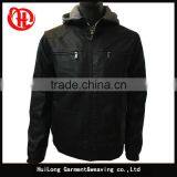 Hot Sale High Quality Washed pu Leather Fleece Hoody Men pu Jacket thumbnail-1